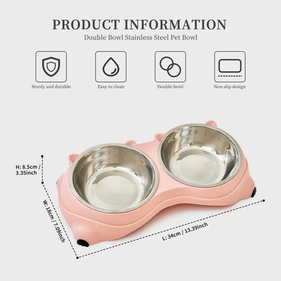 Macaron Stainless Steel Pet Bowl (4 Colors) | Anti-Slip Cat & Dog Bowl – Pink