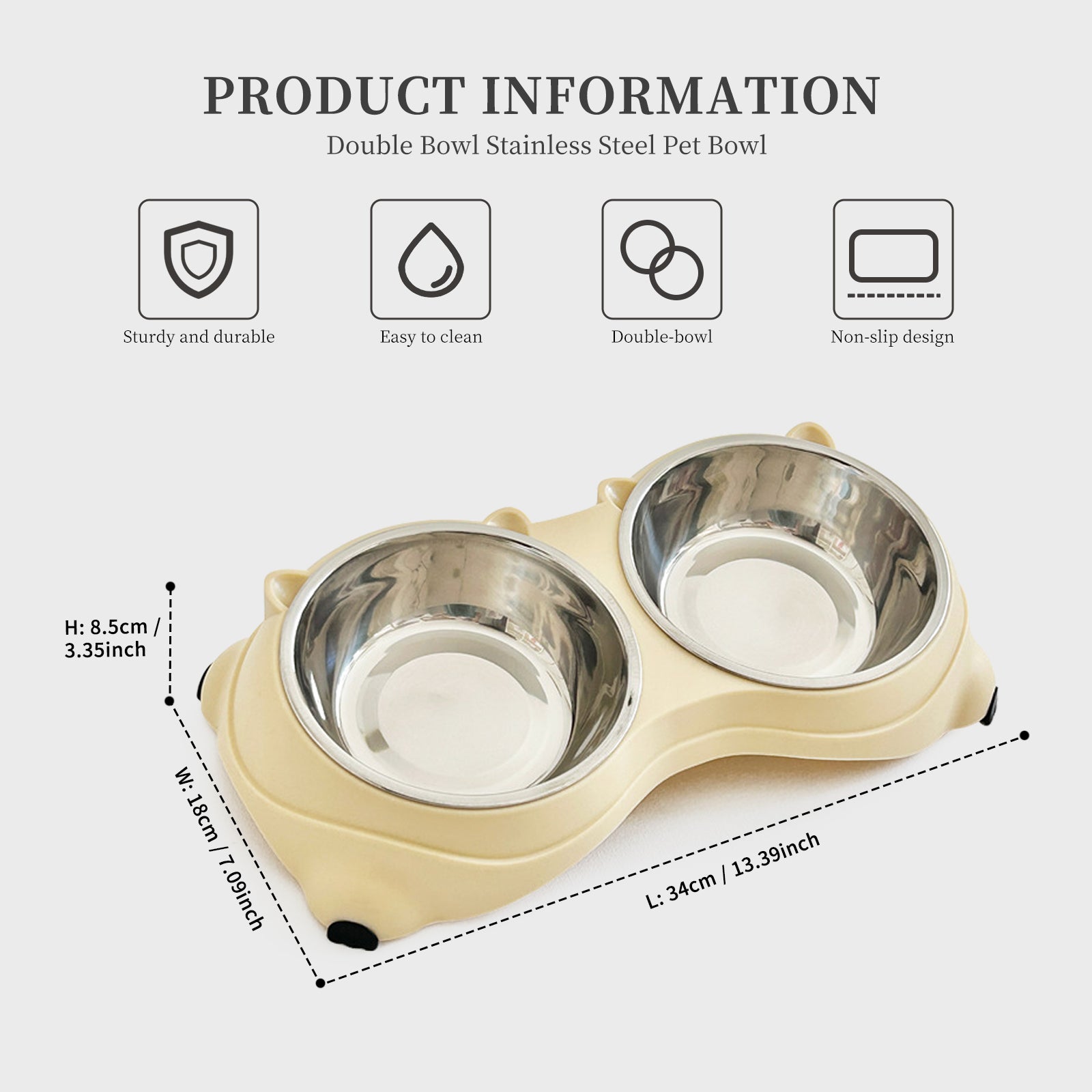 Macaron Stainless Steel Pet Bowl (4 Colors) | Anti-Slip Cat & Dog Bowl – White
