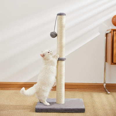 Mile High Life sisal rope cat scratching post with hanging ball toy — view 3