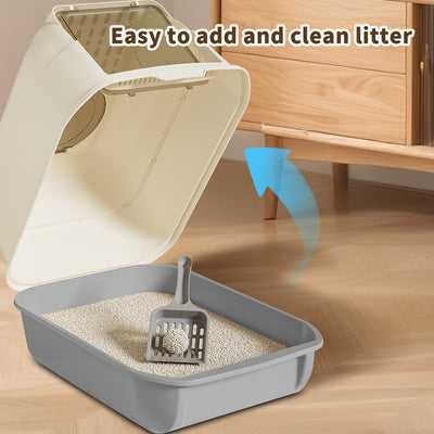 Double Door Cat Litter Box — Grey | Enclosed Hooded Litter Pan – gallery 8
