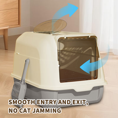 Double Door Cat Litter Box — Grey | Enclosed Hooded Litter Pan – gallery 10