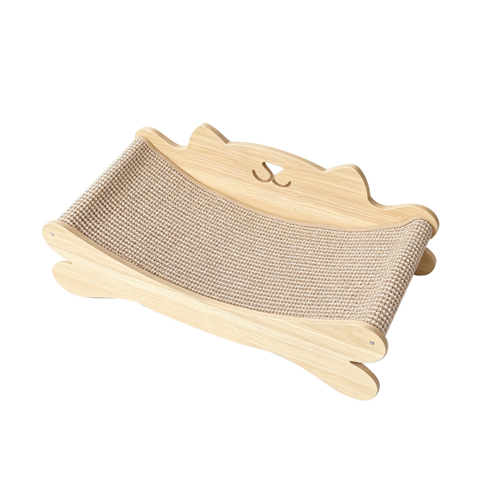 Cat-Shaped Wooden Cat Bed with Sisal Scratching Posts | 2-in-1 Cat House – Yellow