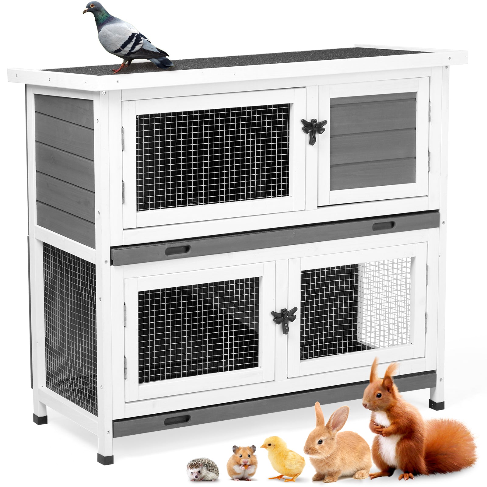 Mile High Life 2-story cedar chicken and rabbit hutch with pull-out tray — view 5