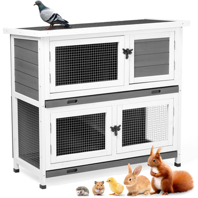 Mile High Life 2-story cedar chicken and rabbit hutch with pull-out tray — view 5