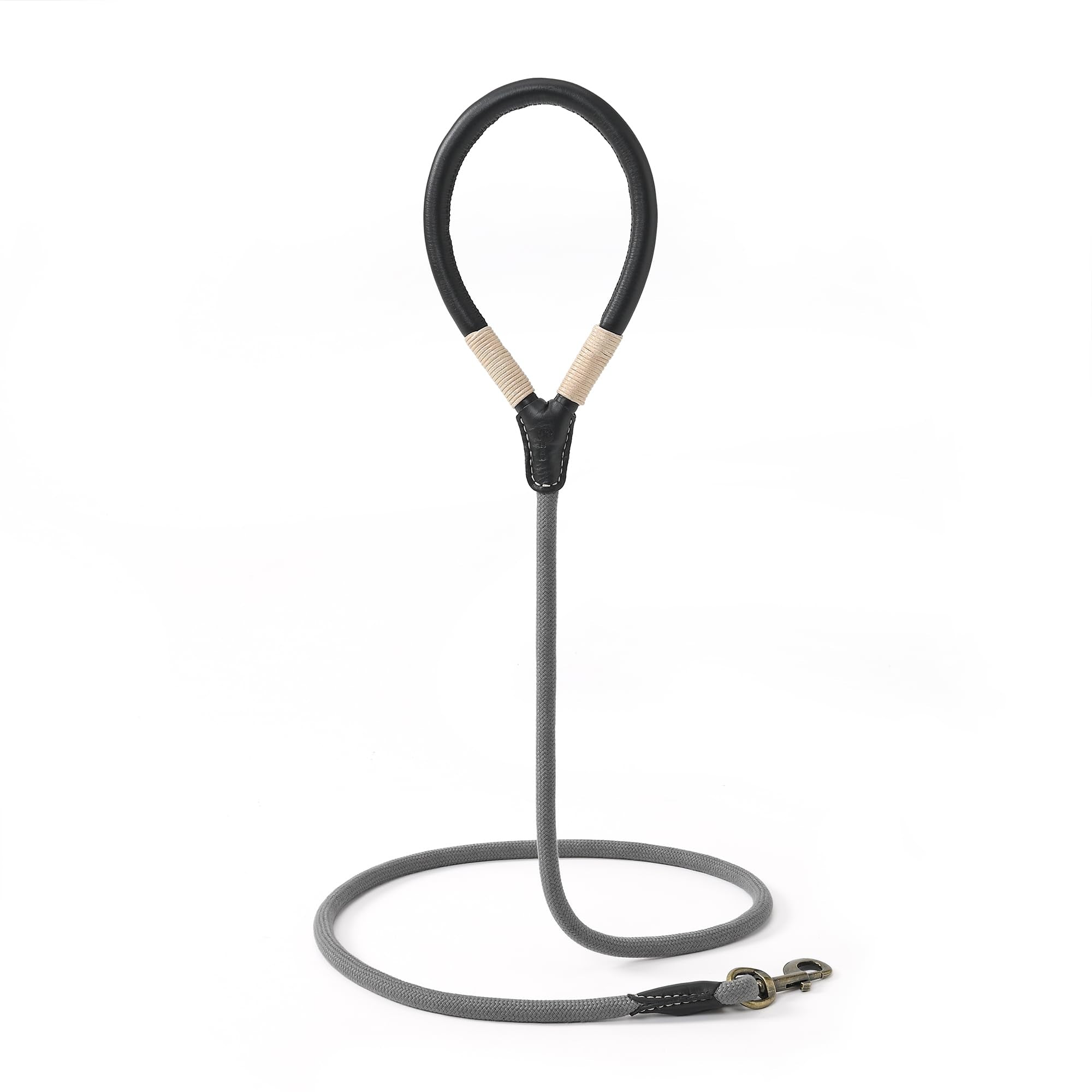 Mile High Life Dog Leash | Strong Rope Dog Leash w Soft Leather Wrapped Handle | 4/5/6 Feet Dog Leash w Heavy Duty Clasp | Rope Leash for Small Medium Large Dogs | Diameter 1/2"