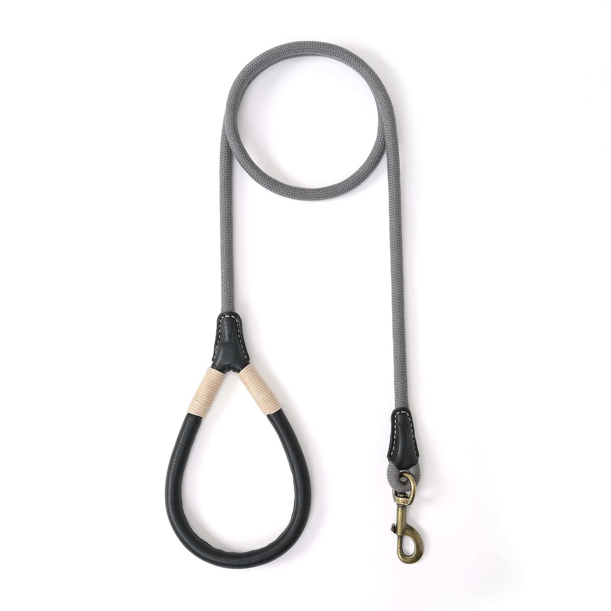 Mile High Life Dog Leash | Strong Rope Dog Leash w Soft Leather Wrapped Handle | 4/5/6 Feet Dog Leash w Heavy Duty Clasp | Rope Leash for Small Medium Large Dogs | Diameter 1/2"