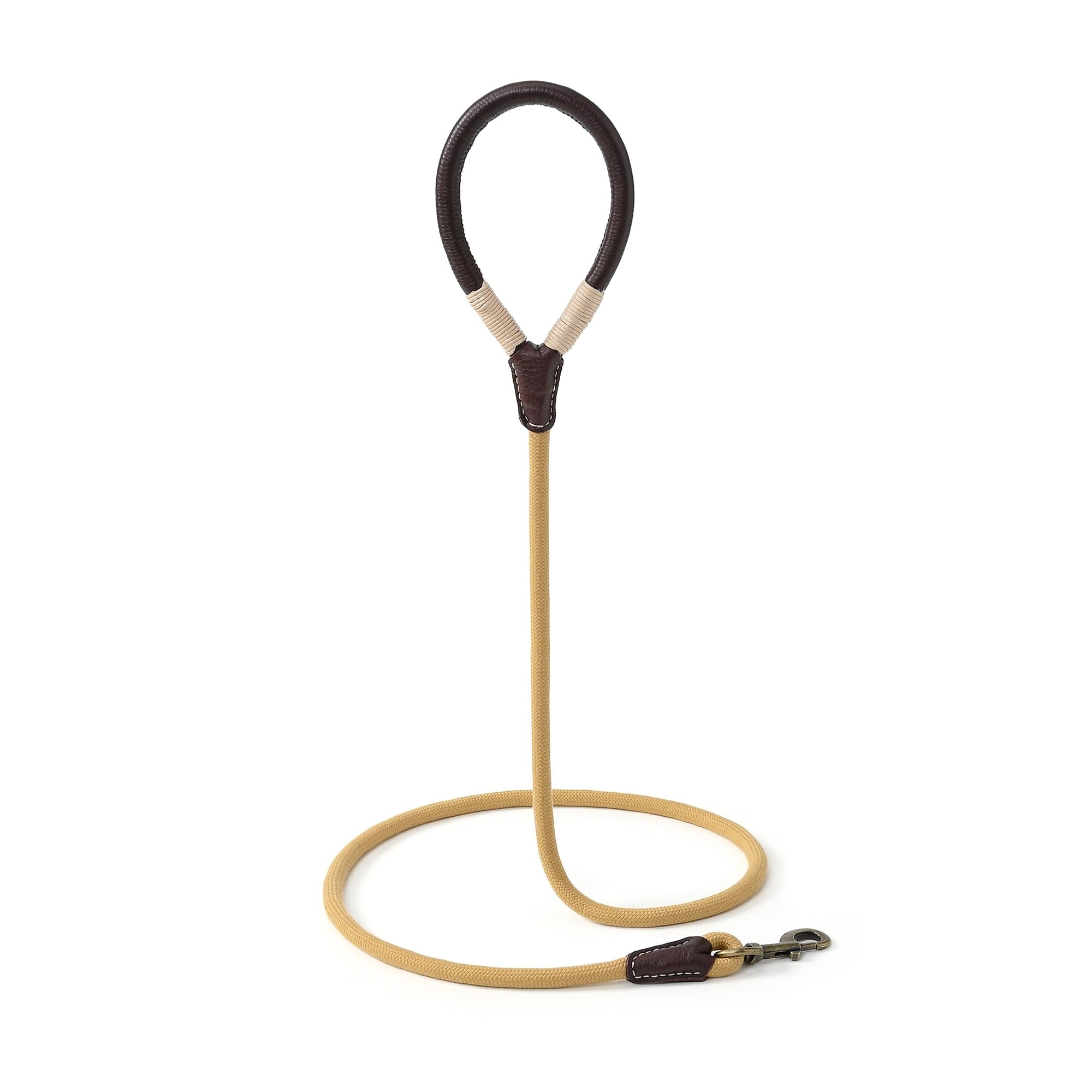 Mile High Life Dog Leash | Strong Rope Dog Leash w Soft Leather Wrapped Handle | 4/5/6 Feet Dog Leash w Heavy Duty Clasp | Rope Leash for Small Medium Large Dogs | Diameter 1/2"