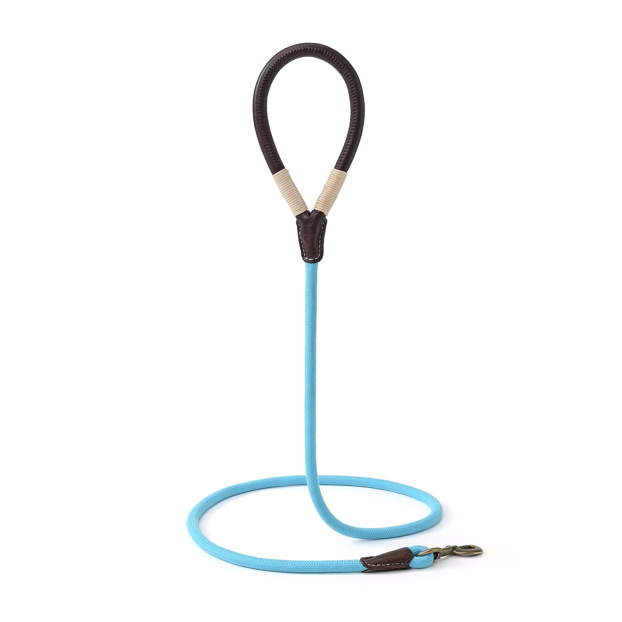 Mile High Life Dog Leash | Strong Rope Dog Leash w Soft Leather Wrapped Handle | 4/5/6 Feet Dog Leash w Heavy Duty Clasp | Rope Leash for Small Medium Large Dogs | Diameter 1/2"