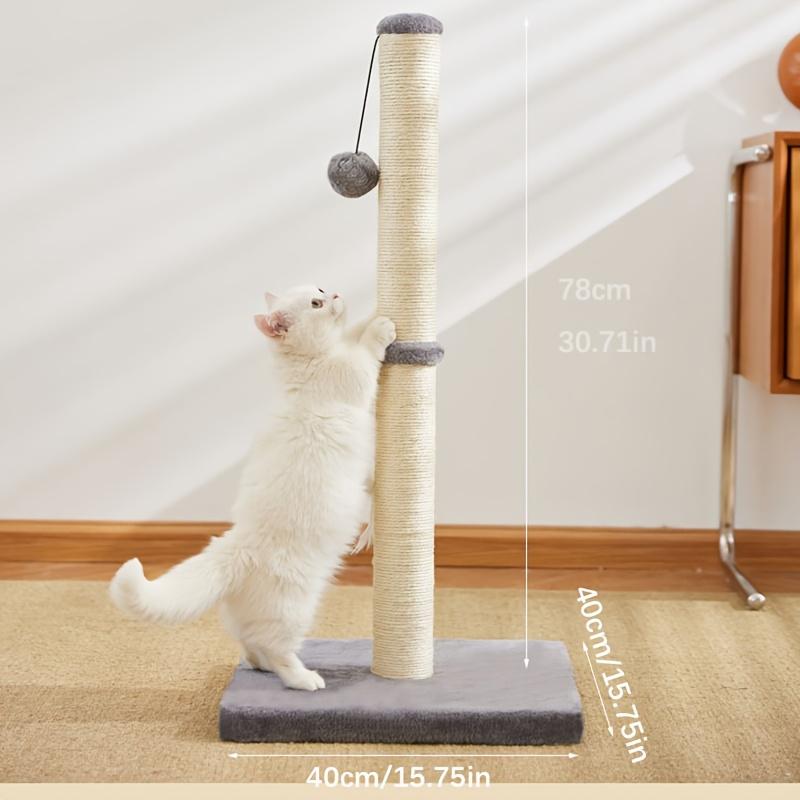 Mile High Life sisal rope cat scratching post with hanging ball toy, main product photo
