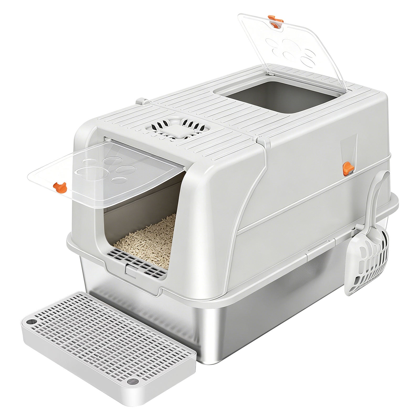 A15 Stainless Steel Cat Litter Box — Grey | Heavy-Duty Litter Pan – grey