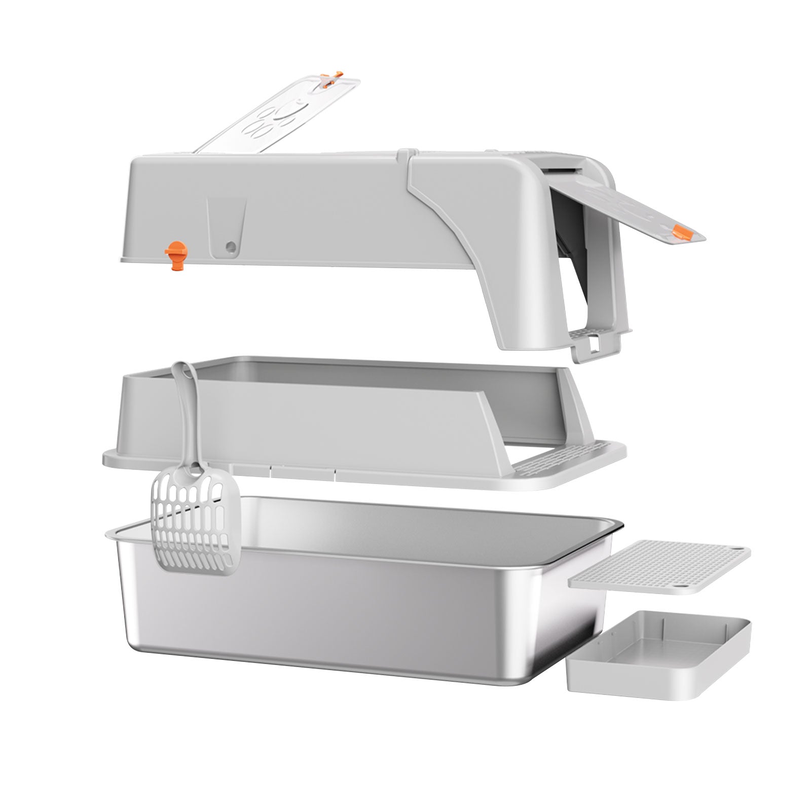 A15 Stainless Steel Cat Litter Box — Grey | Heavy-Duty Litter Pan – gallery 4