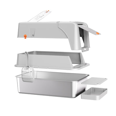 A15 Stainless Steel Cat Litter Box — Grey | Heavy-Duty Litter Pan – gallery 4