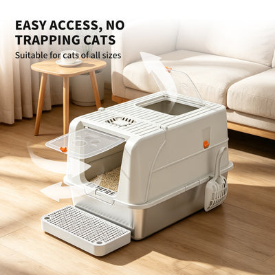 A15 Stainless Steel Cat Litter Box — Grey | Heavy-Duty Litter Pan – gallery 7