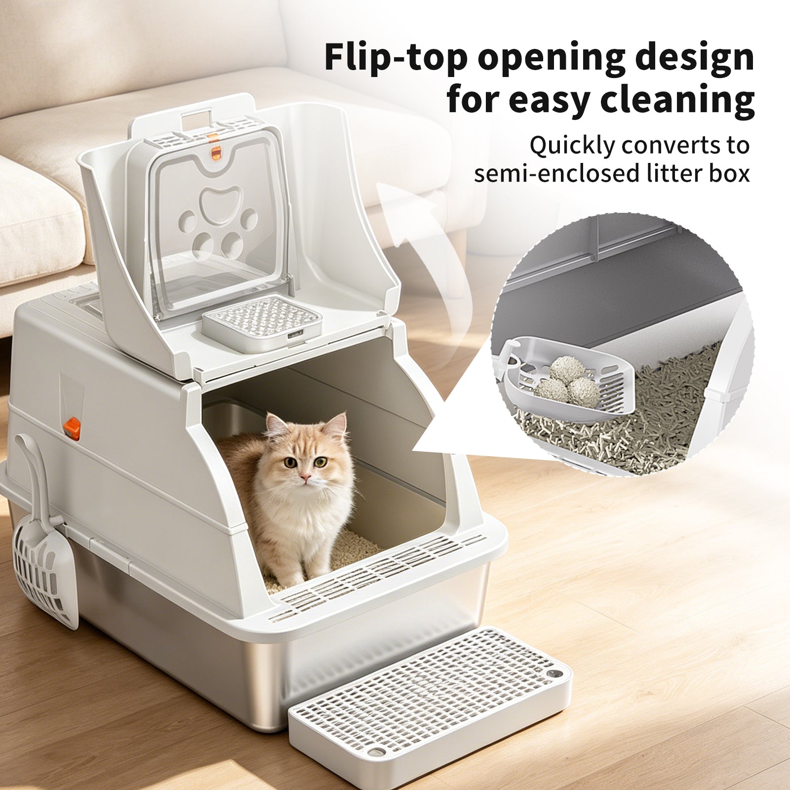 A15 Stainless Steel Cat Litter Box — Grey | Heavy-Duty Litter Pan – gallery 8