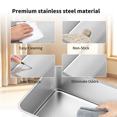 A15 Stainless Steel Cat Litter Box — Grey | Heavy-Duty Litter Pan – gallery 10