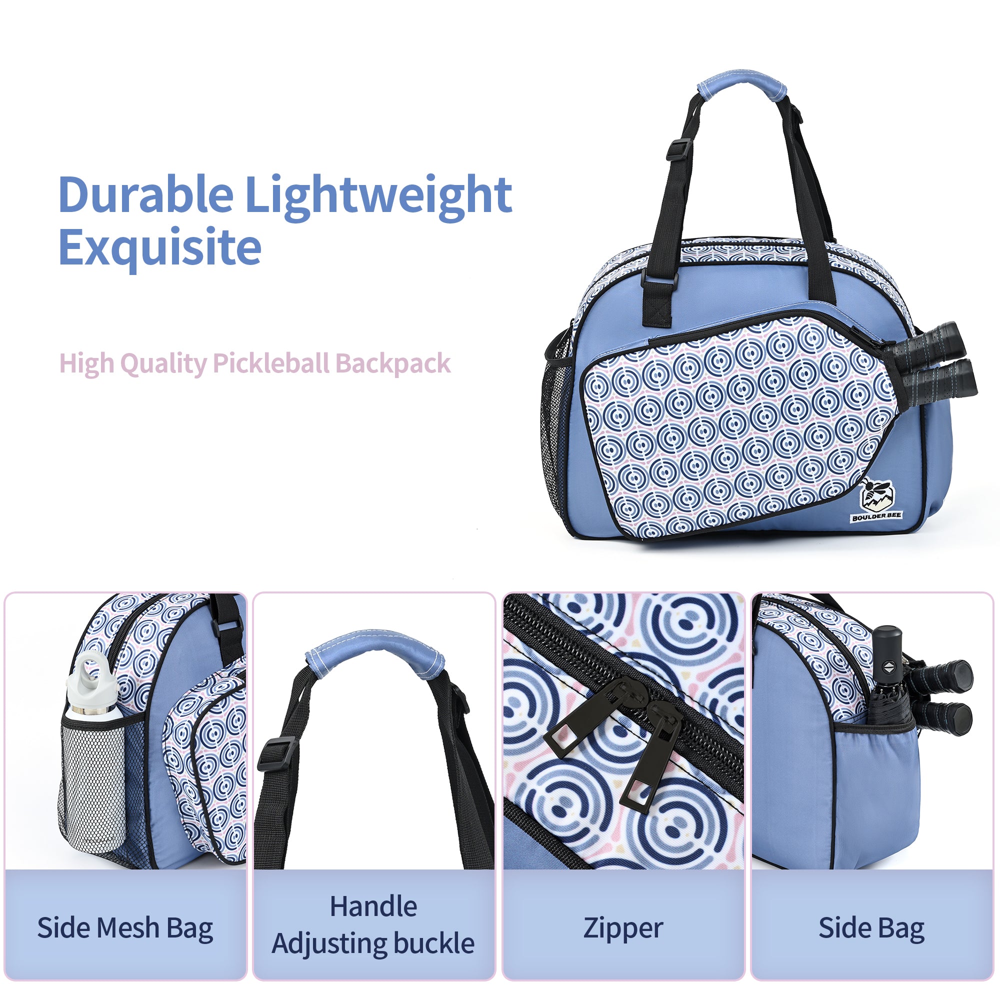 Premium Pickleball Bags | PickleBall Tote Bag for Women | Women’s Hand/Shoulder Gym Bag w Water Bottle Holder | With Racquet/Paddle Holder