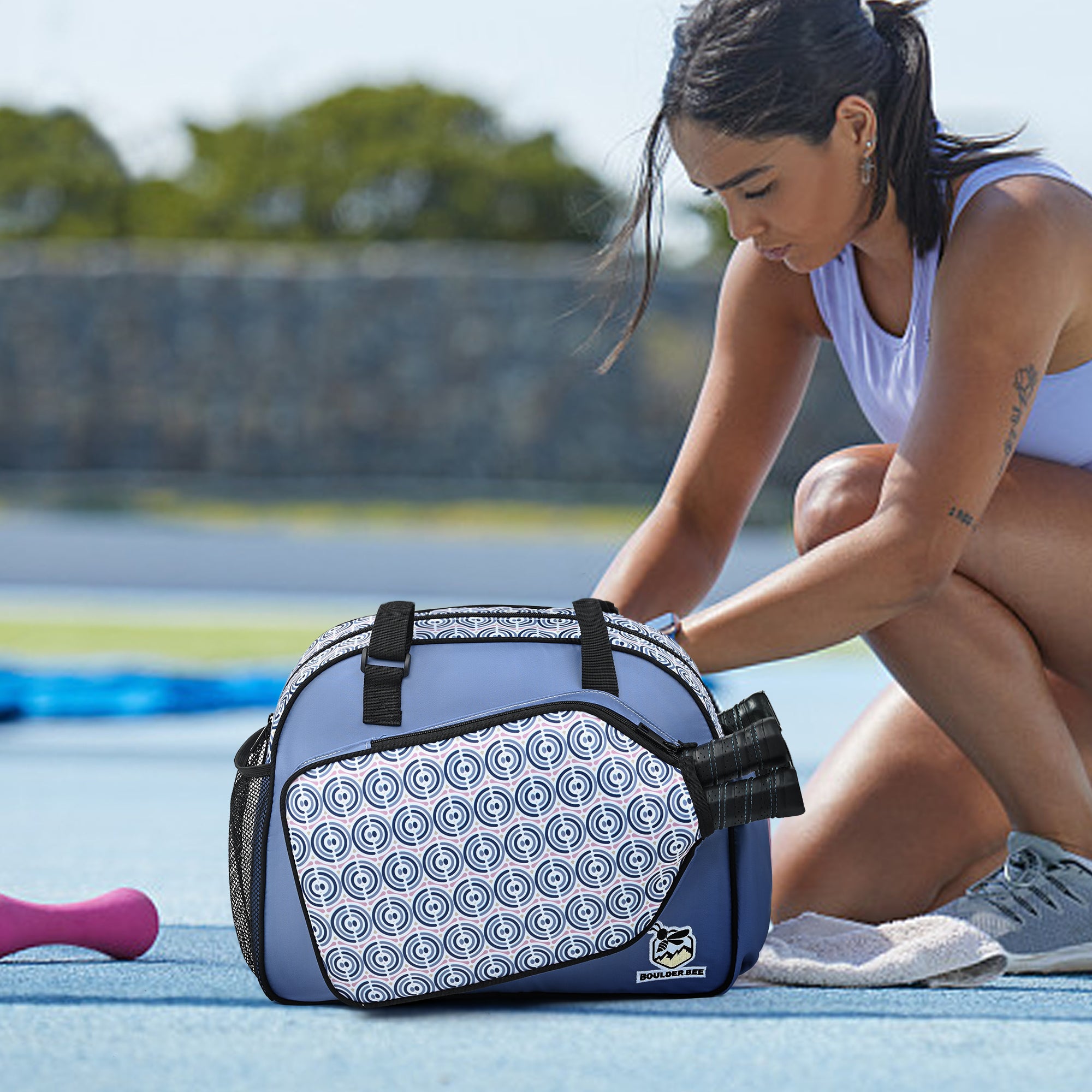 Premium Pickleball Bags | PickleBall Tote Bag for Women | Women’s Hand/Shoulder Gym Bag w Water Bottle Holder | With Racquet/Paddle Holder