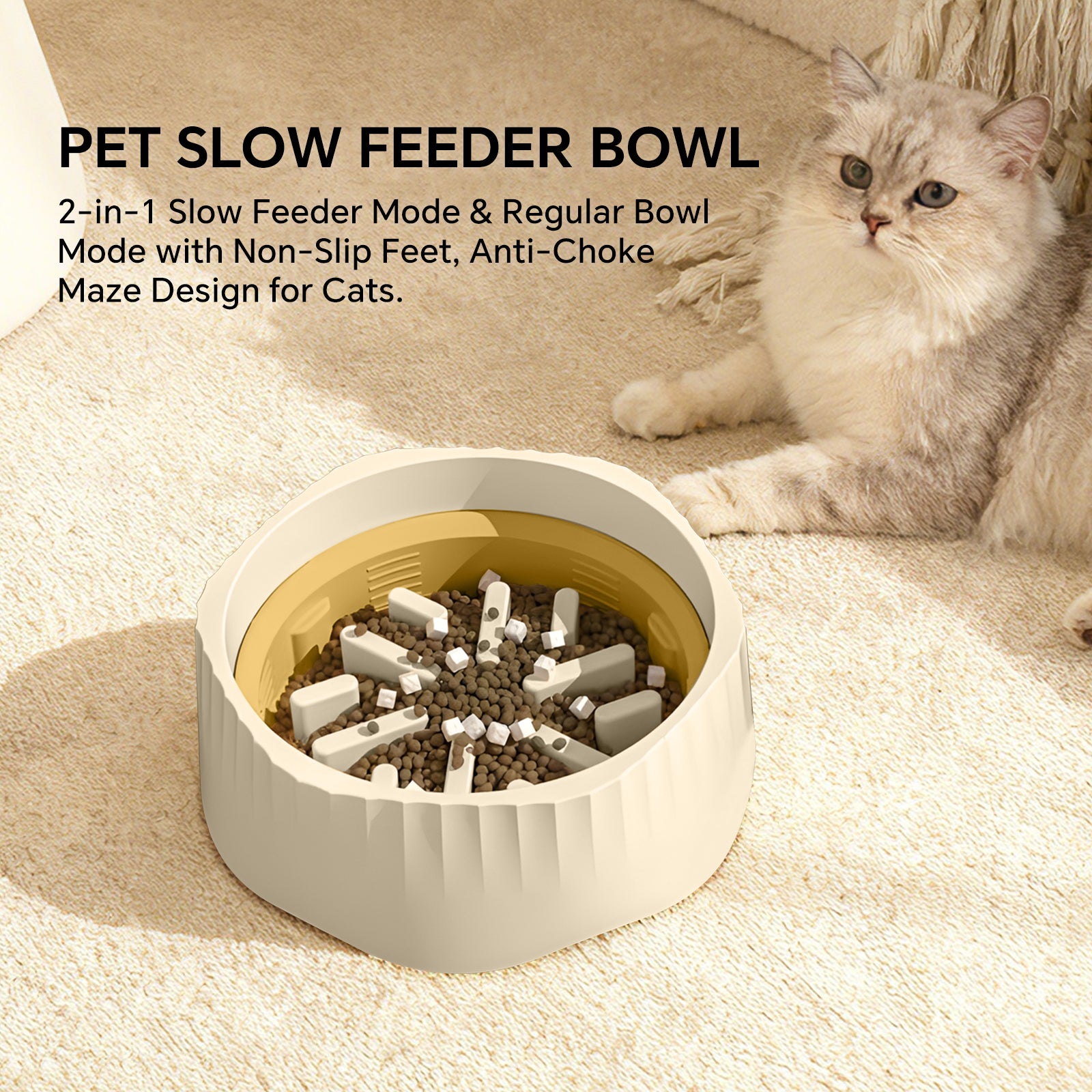 2-in-1 Slow Feeder Bowl for Cats & Small Dogs (4 Colors) – Blue