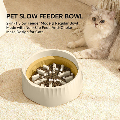 2-in-1 Slow Feeder Bowl for Cats & Small Dogs (4 Colors) – Blue