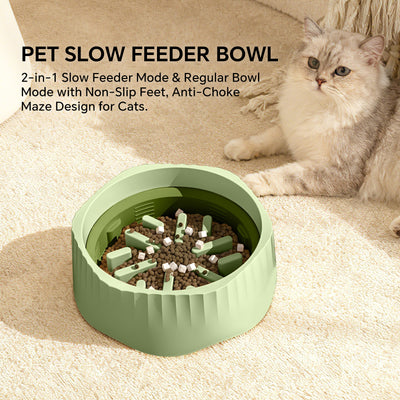 2-in-1 Slow Feeder Bowl for Cats & Small Dogs (4 Colors) – Pink