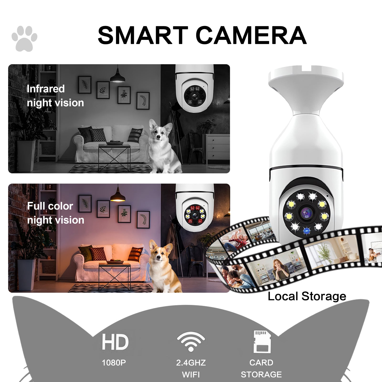 Bulb Camera for Pet & Home Monitoring | 360° Wi-Fi Light Bulb Cam – gallery 5