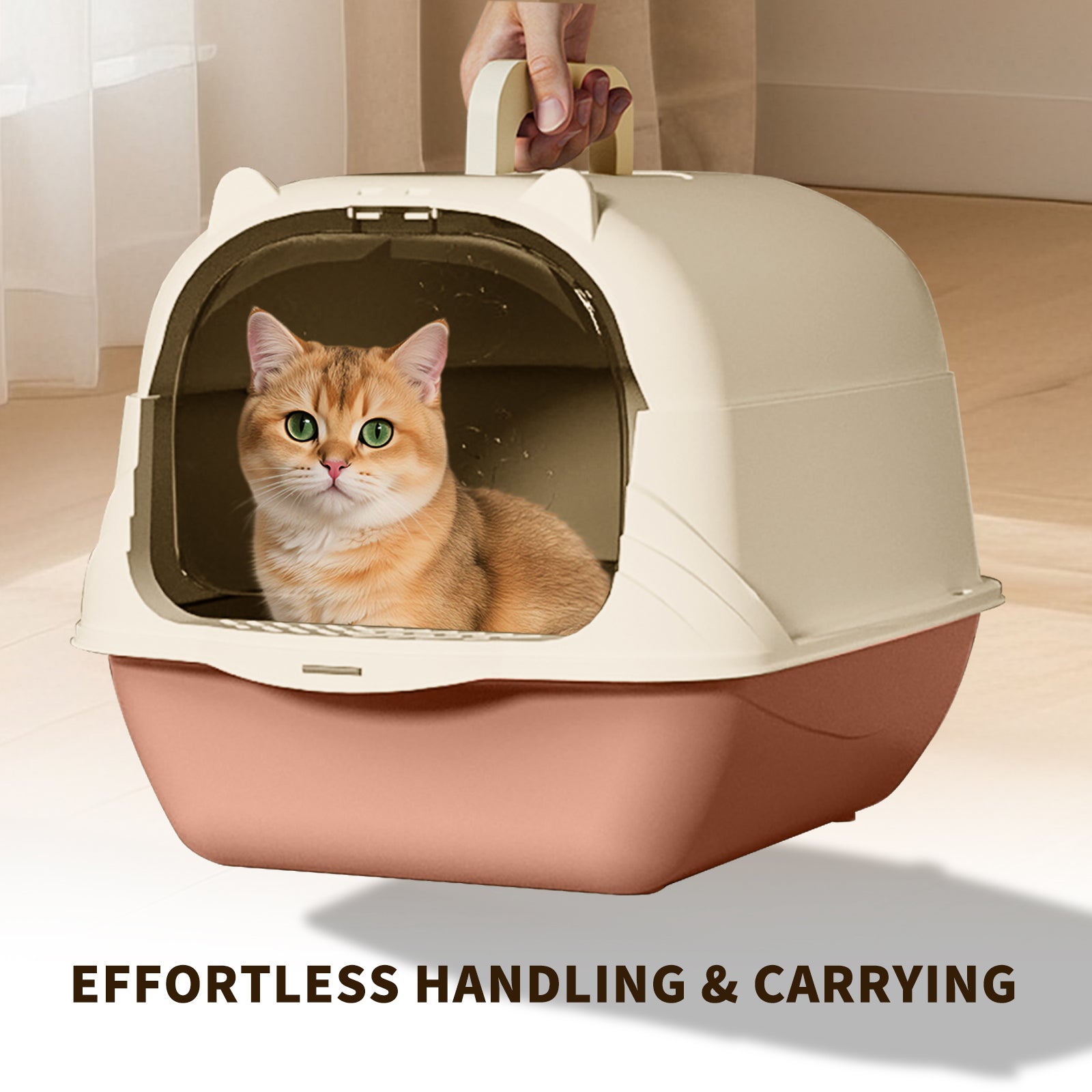 Handheld Carry Cat Litter Box — Pink | Portable Travel Litter Pan – gallery 10