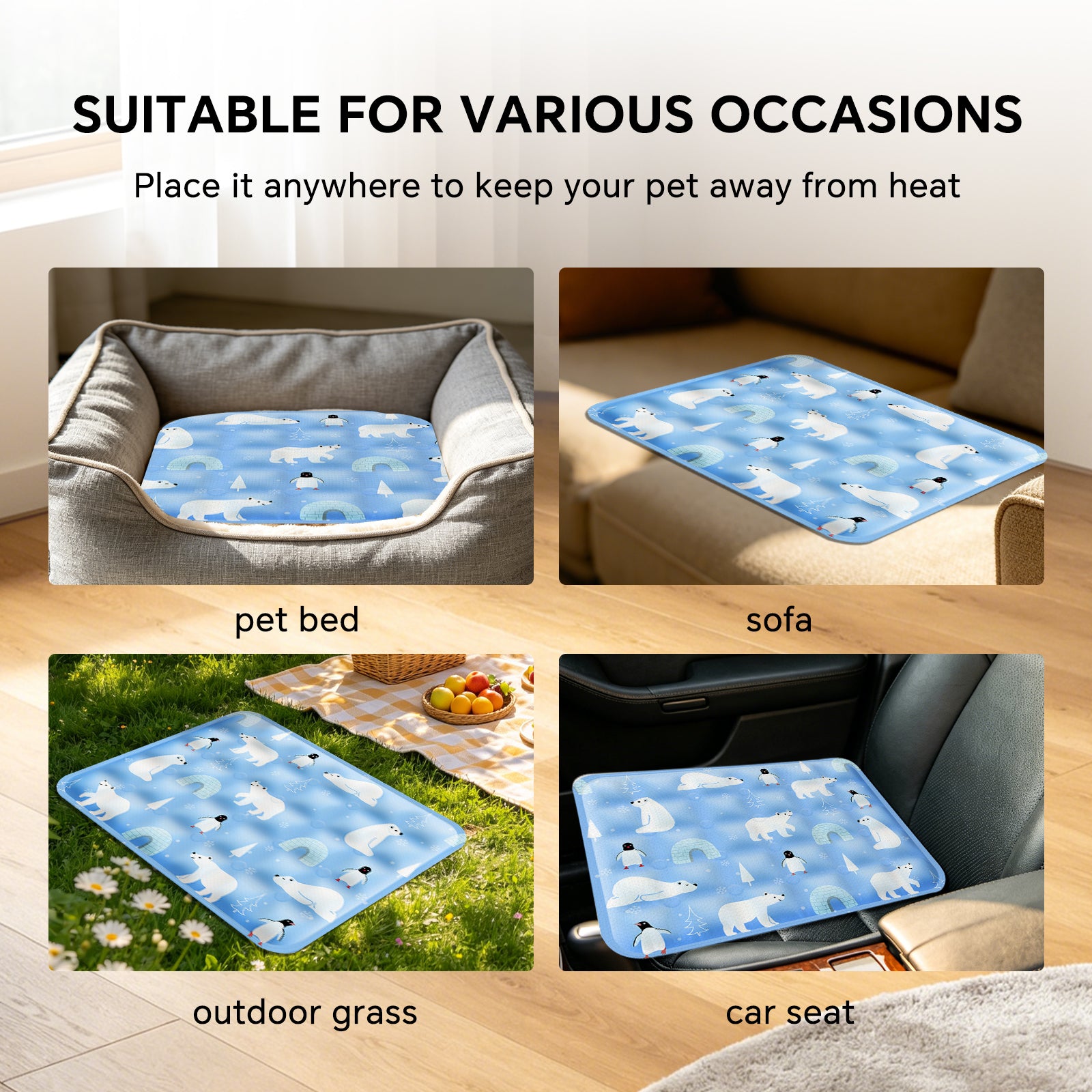 Pet Ice Cooling Mat — Blue/Grey | Multi-Color Cooling Gel Pad – gallery 10