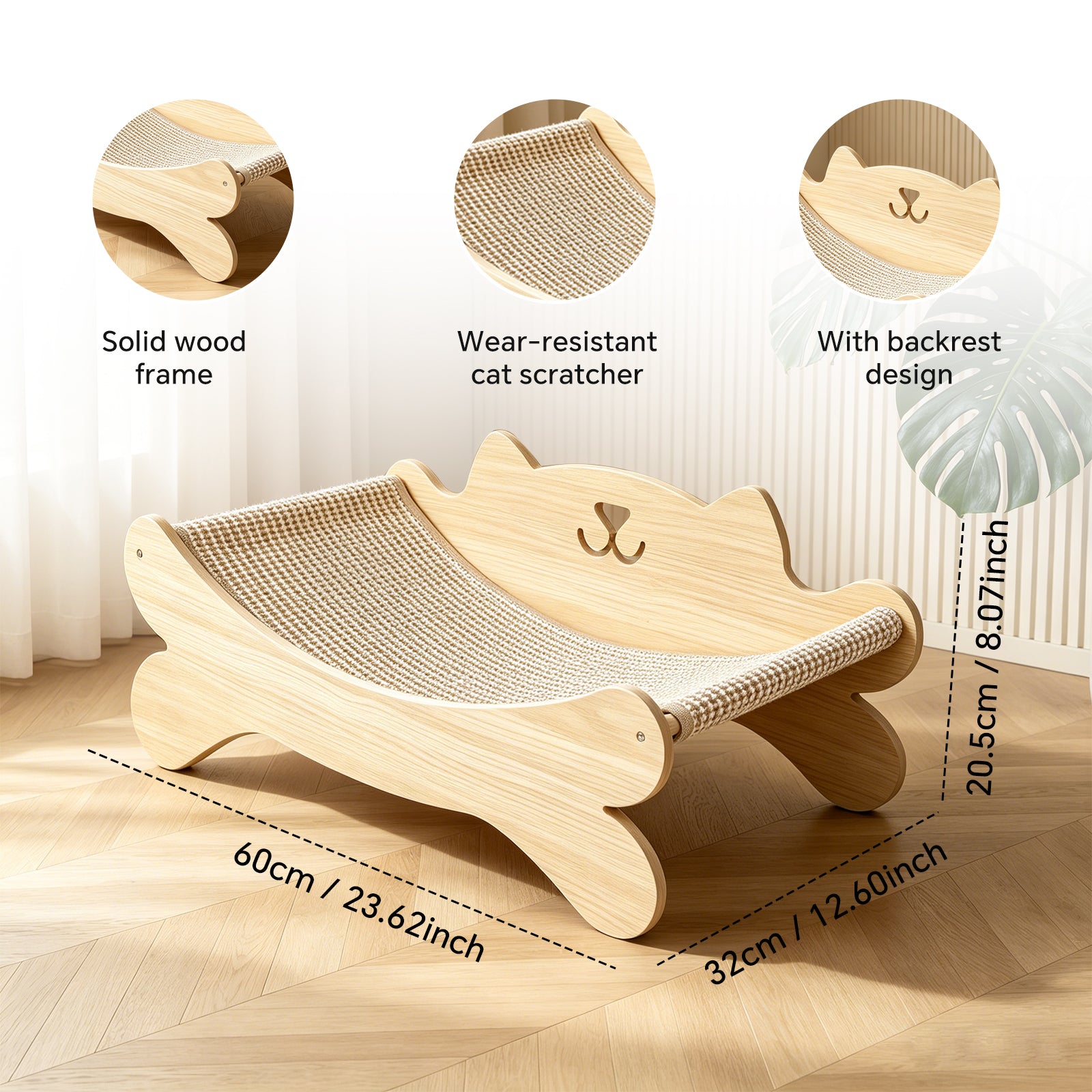 Cat-Shaped Wooden Cat Bed with Sisal Scratching Posts | 2-in-1 Cat House – gallery 11
