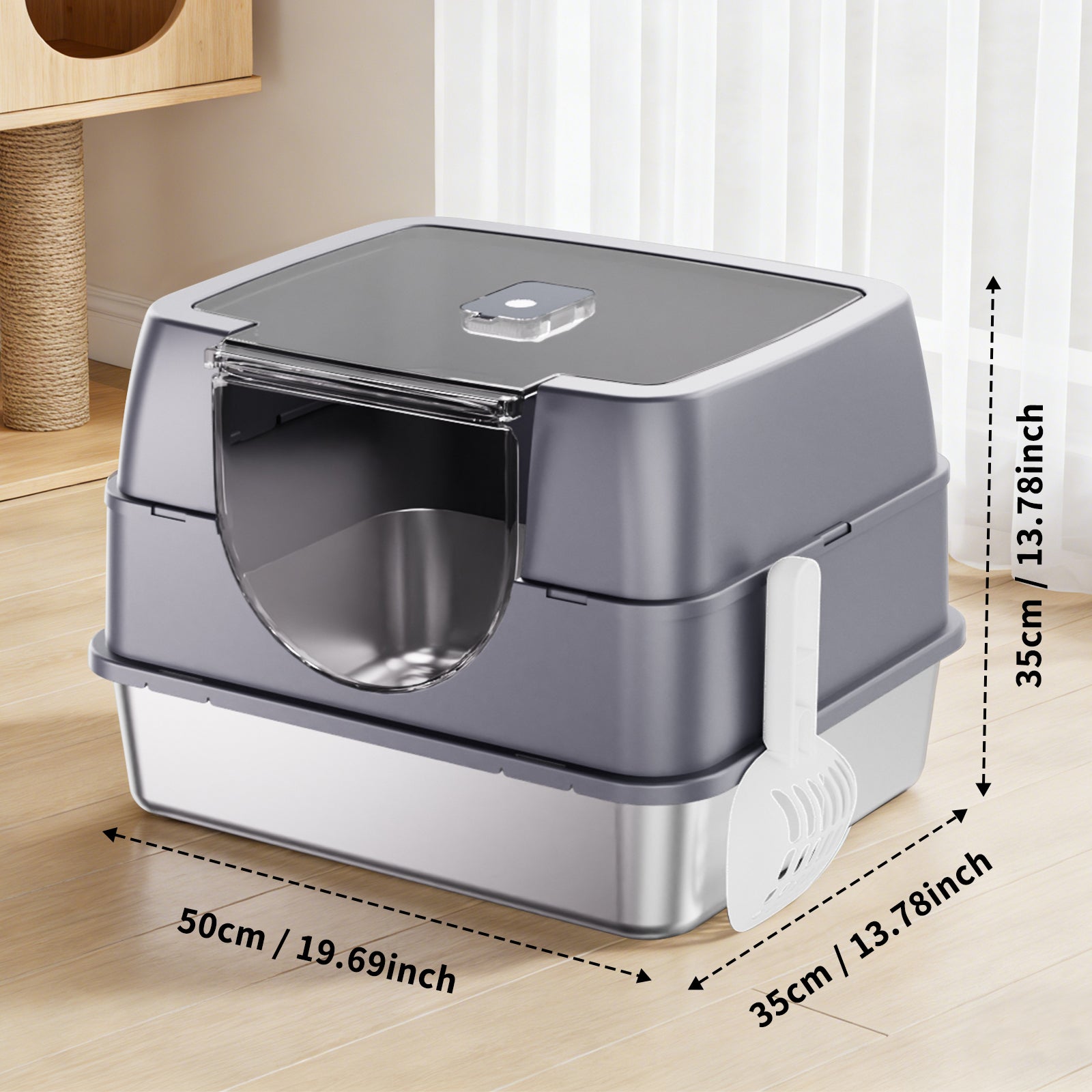Galaxy Stainless Steel Cat Litter Box | High-Sided Litter Pan – gallery 3