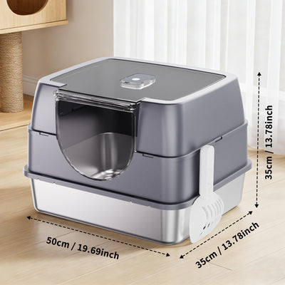 Galaxy Stainless Steel Cat Litter Box | High-Sided Litter Pan – gallery 3