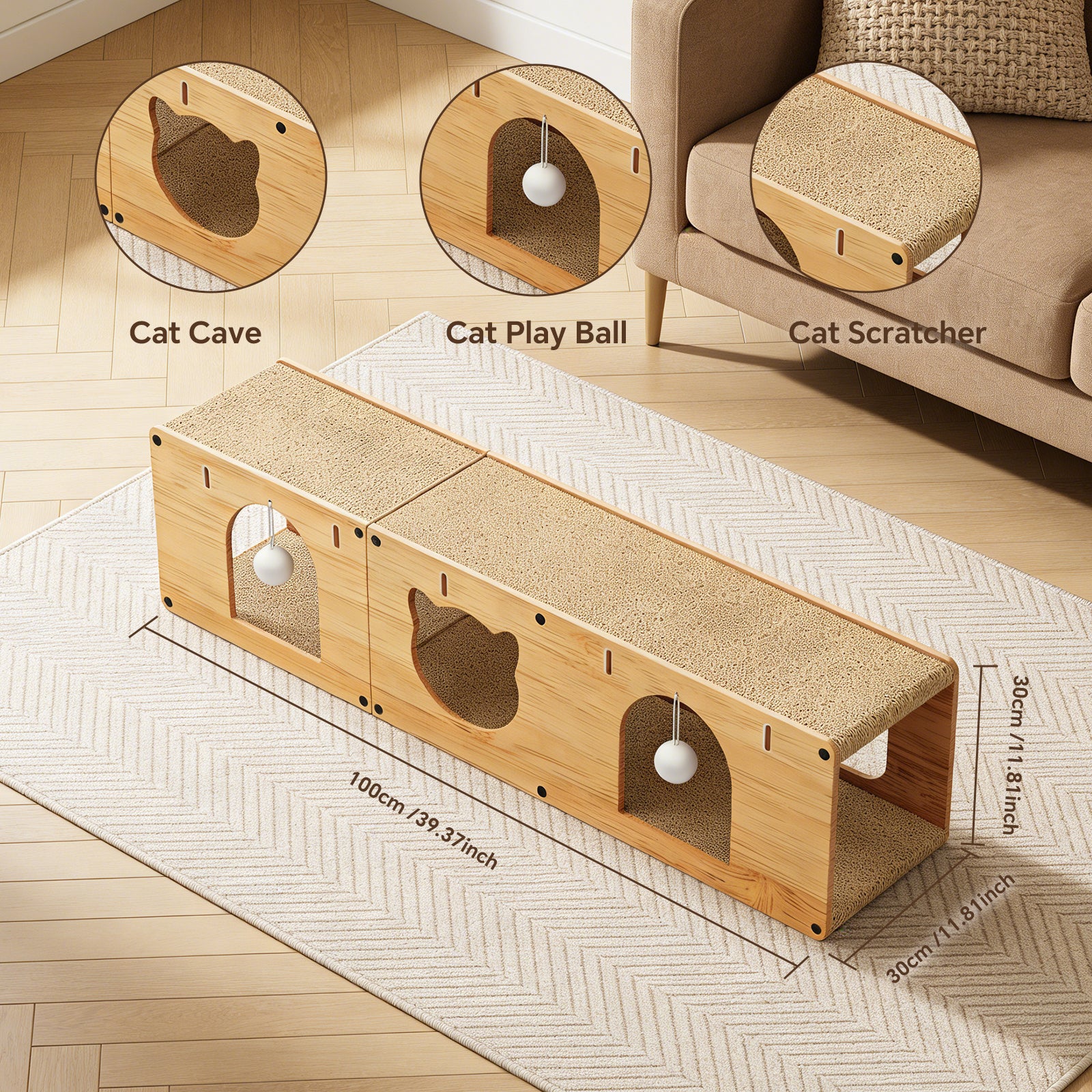 Cat Tunnel — Collapsible Multi-Color Crinkle Tunnel with Peek Holes – gallery 6