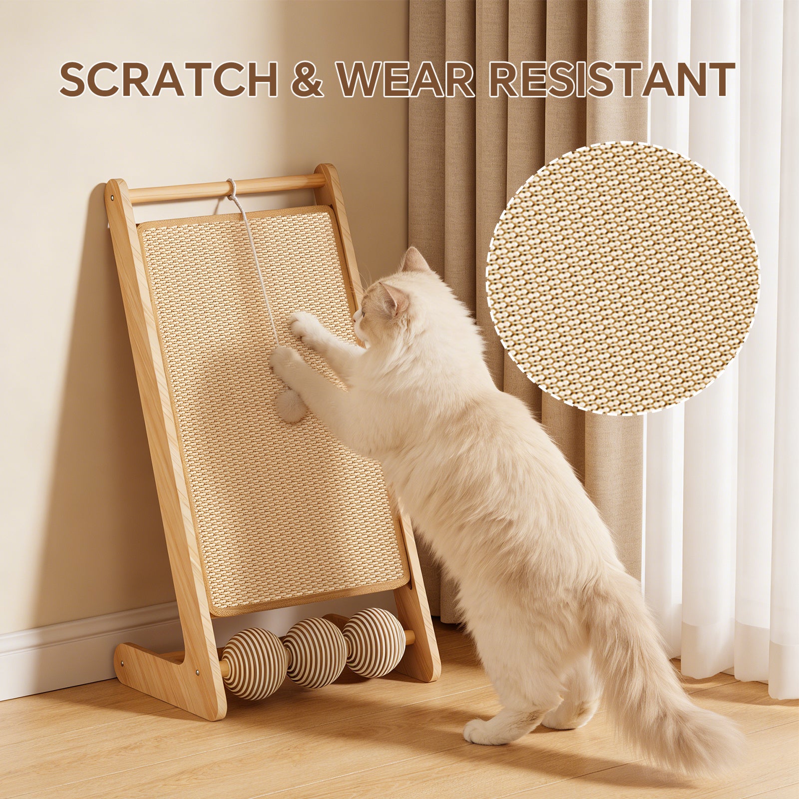 L-Shape Sisal Cat Scratcher with Interactive Ball Track – gallery 2