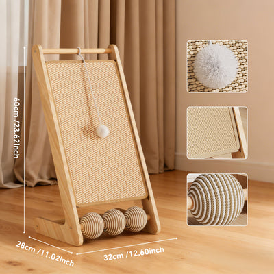 L-Shape Sisal Cat Scratcher with Interactive Ball Track – gallery 6