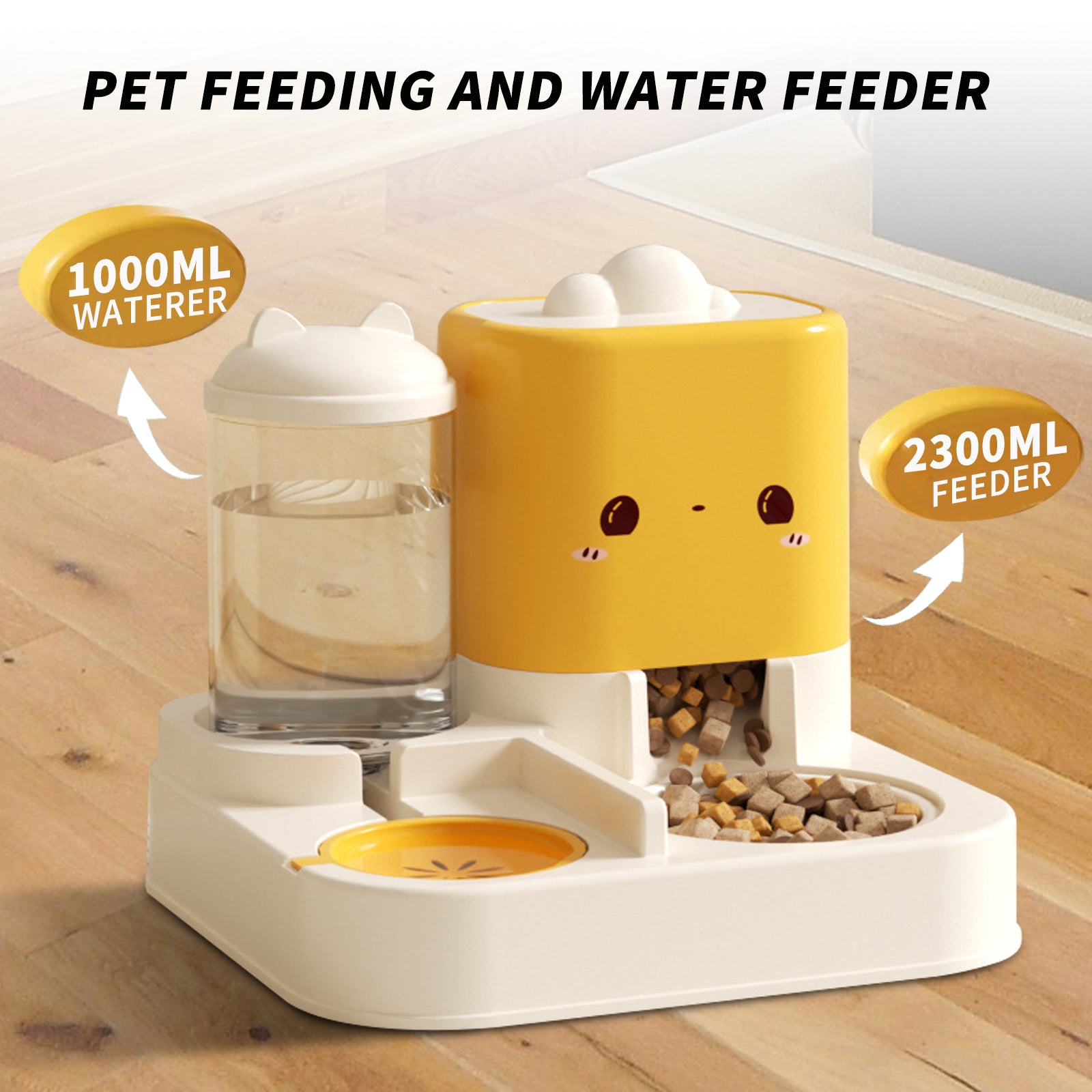 Mile High Life cat-ear cartoon pet food and water feeder bowl, main product photo