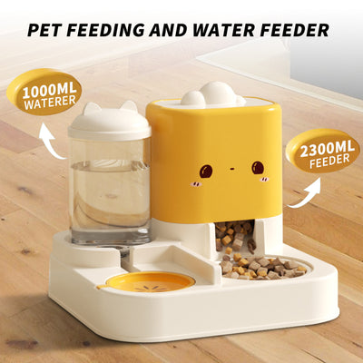 Mile High Life cat-ear cartoon pet food and water feeder bowl, main product photo