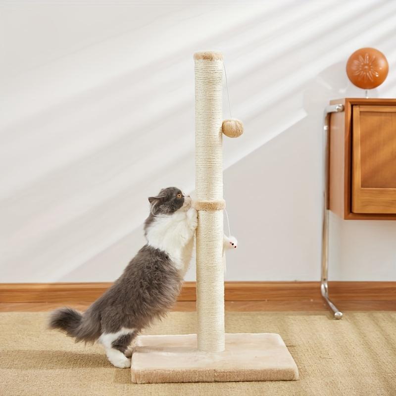 Mile High Life sisal rope cat scratching post with hanging ball toy — view 10