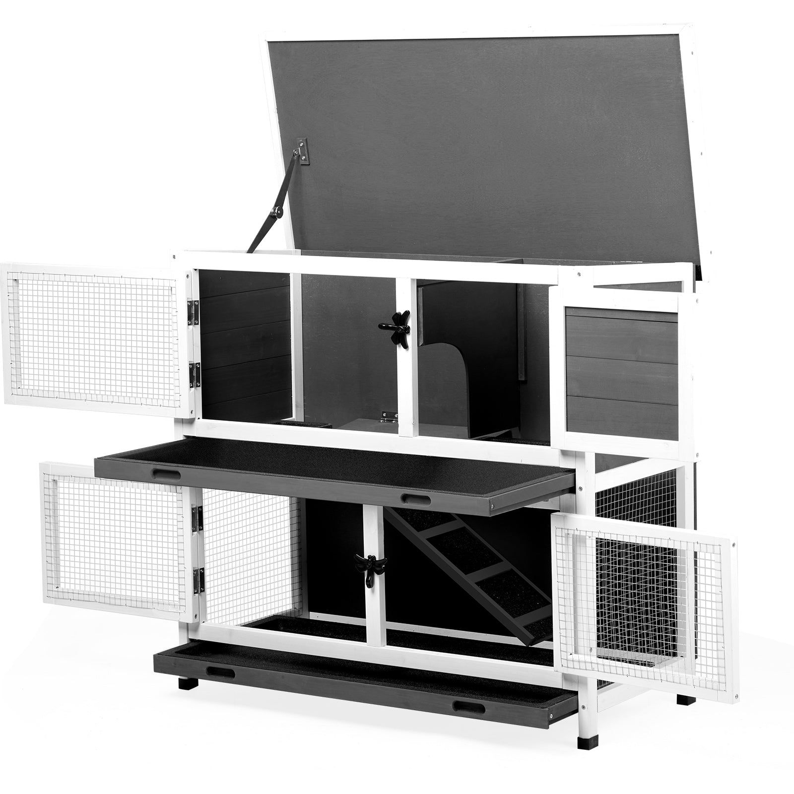 Mile High Life 2-story cedar chicken and rabbit hutch with pull-out tray — view 16