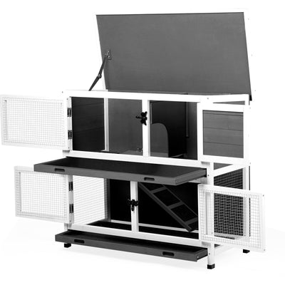Mile High Life 2-story cedar chicken and rabbit hutch with pull-out tray — view 16