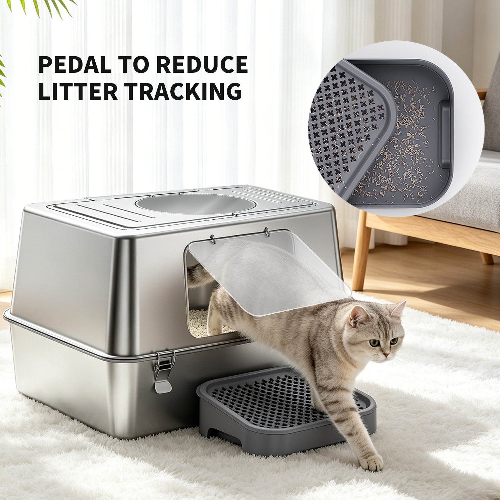 K1 Full Stainless Steel Cat Litter Box | Heavy-Duty Odor-Proof Pan – gallery 8