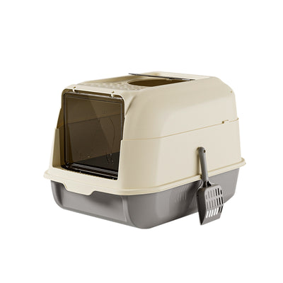 Double Door Cat Litter Box — Grey | Enclosed Hooded Litter Pan – grey