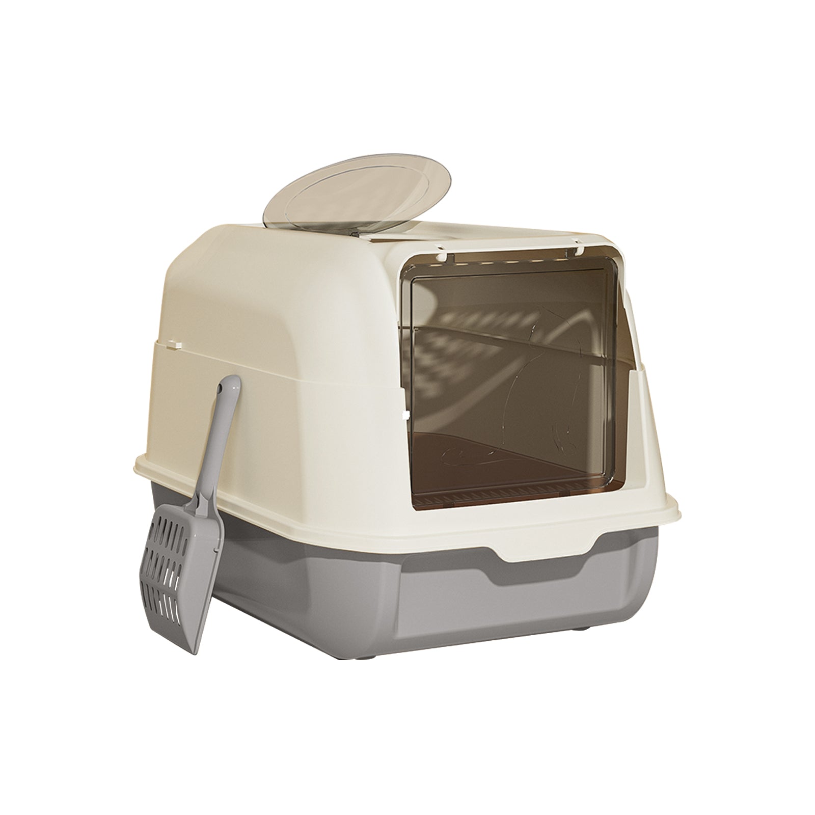 Double Door Cat Litter Box — Grey | Enclosed Hooded Litter Pan – gallery 2