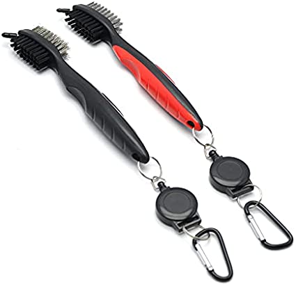 Mile High Life Golf Club Brush Tool Kit with Club Groove Cleaner, Retractable Extension Cord and Clip (8 Colors)