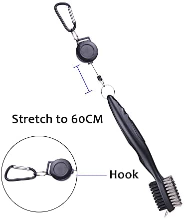 Mile High Life All Metal Foldable Golf Divot Tool with Magnetic Ball Marker & Club Groove Cleaner with Brush and Retractable Extension Cord Combo Set (2 Pack Multi-Colors)