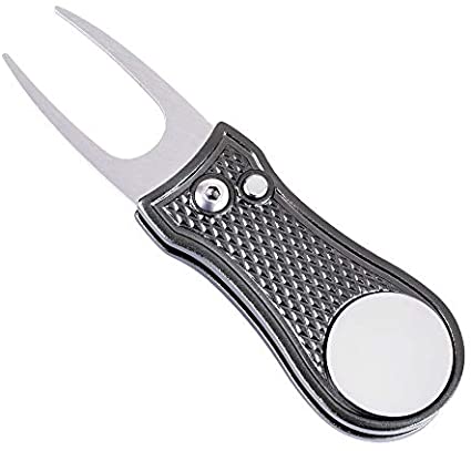 Mile High Life All Metal Foldable Golf Divot Tool with Pop-up Button & Magnetic Ball Marker (Multi-Colors/Shape)