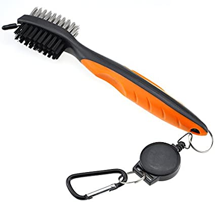 Mile High Life Golf Club Brush Tool Kit with Club Groove Cleaner, Retractable Extension Cord and Clip (8 Colors)