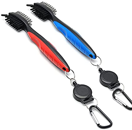 Mile High Life Golf Club Brush Tool Kit with Club Groove Cleaner, Retractable Extension Cord and Clip (8 Colors)