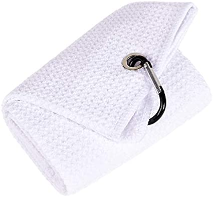 Mile High Life Tri-fold Golf Towel | Premium Microfiber Fabric | Waffle Pattern | Heavy Duty Carabiner Clip | 14 Color Options