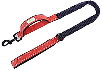 Mile High Life | 3-5 Feet Bungee Dog Leash for Running | Reflective Gentle Leader for Dogs Large or Small | Running Leash for Large Dog(Red)
