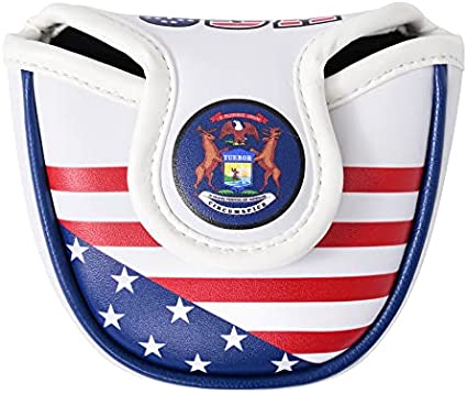 Mile High Life | US States Flag Mallet Putter Cover | Synthetic Leather Golf Head CoversÂ w Automatic Closure|Â America Flag Putter Headcover Compatible with Odyssey/Taylormade/Scotty Cameron Putters