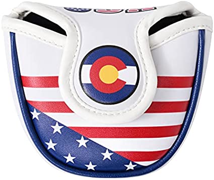 Mile High Life | US States Flag Mallet Putter Cover | Synthetic Leather Golf Head CoversÂ w Automatic Closure|Â America Flag Putter Headcover Compatible with Odyssey/Taylormade/Scotty Cameron Putters